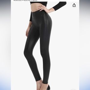 Retro Gong Womens Faux Leather Leggings Stretch High Waisted Pleather Pants